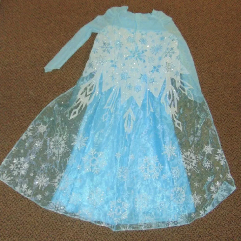 Princess Elsa Halloween Costume 7/8 Dress, Ring, Wand Disney Frozen Girls